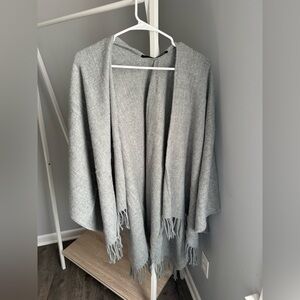 NWOT Gray Fringe Shawl/Wrap